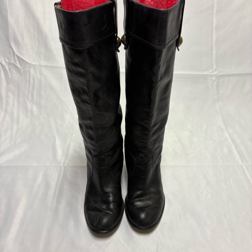 Coach Black Leather Knee-High Heeled Boots